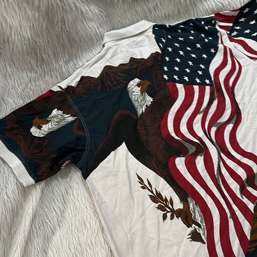American flag patriotic eagle and flag polo shirt size xxl - Picture 8 of 9